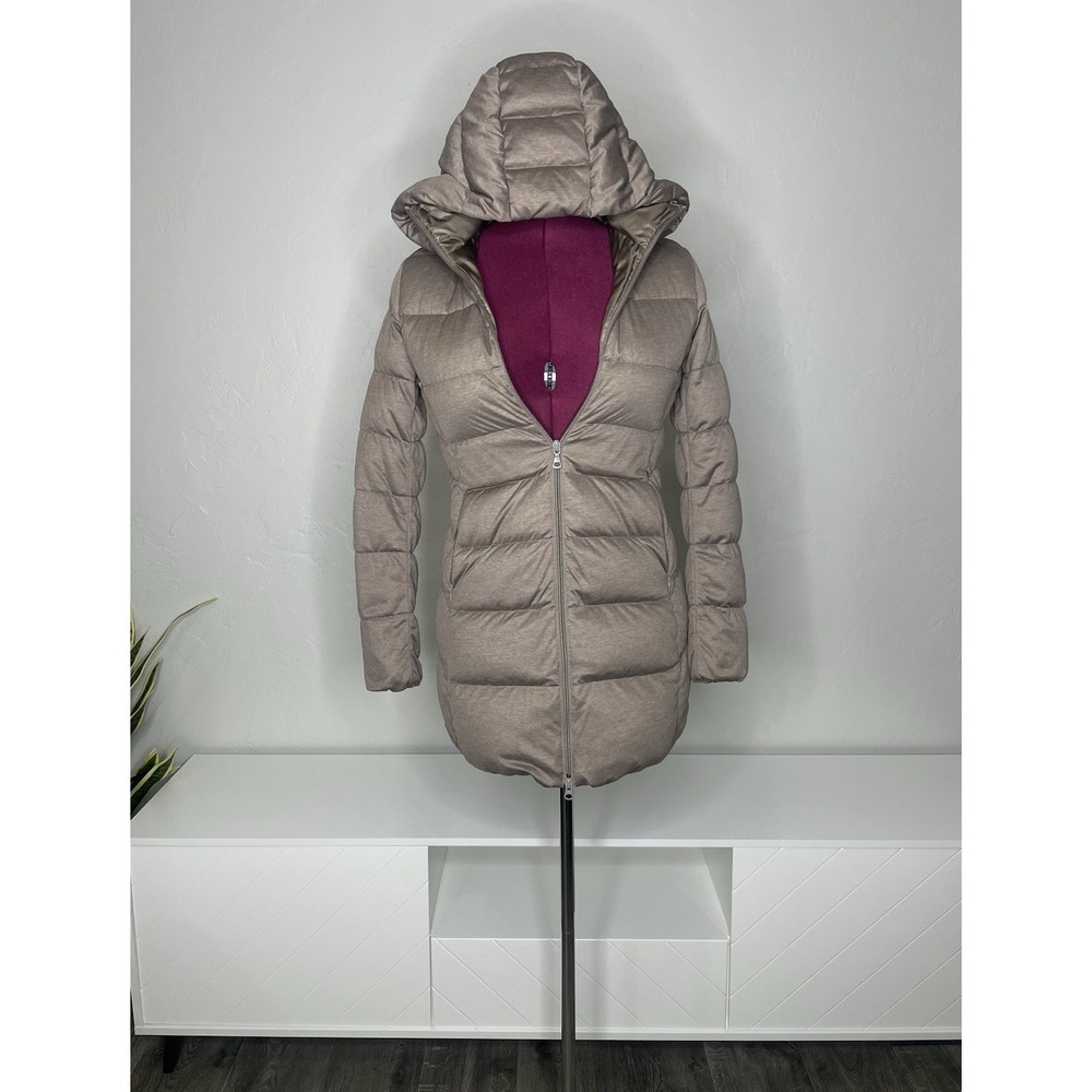 Uniqlo Jacket Women's XS Parka Coat Down Long Hooded Light Brown
